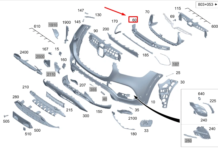 MB GLE W167 Front Bumper Central Impact Absorber A1678853010 NEW  