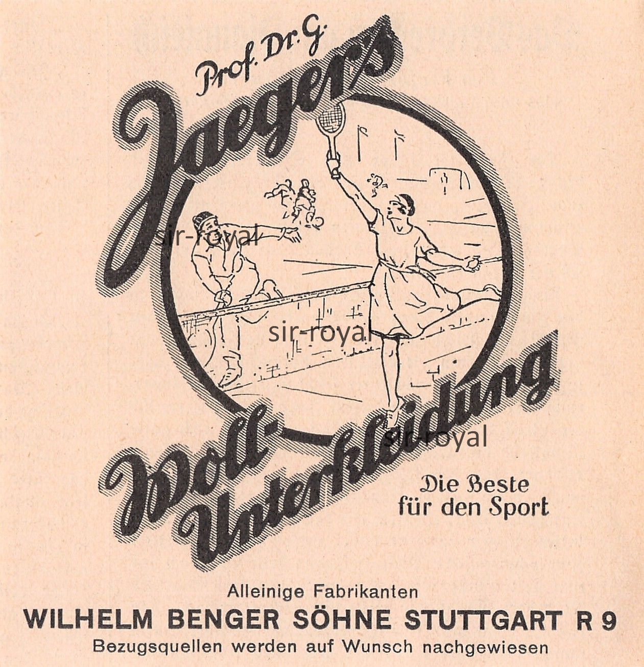 Jaegers Woll-Unterkleidung - Benger Stuttgart - 1928 - Histor. Werbung ...