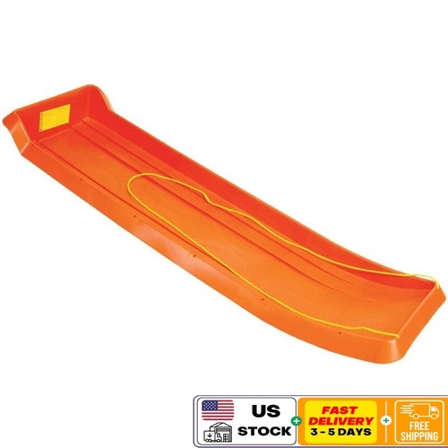 Family Fun Toboggan Snow Sled 4 Riders Tracking Rails Outdoor Activities Orange