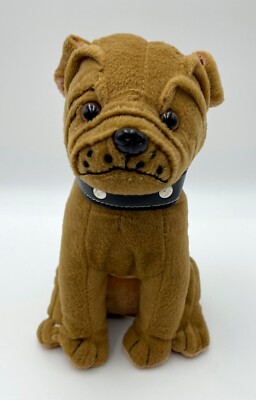 Vtg BJ Toy Co Plush Brown Mack Truck BULLDOG Sitting Puppy Dog w