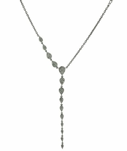 Collar Pave Diamond Lariat Plata 925 Diamante Mujer Collar Boda Regalo. - Imagen 12 de 12