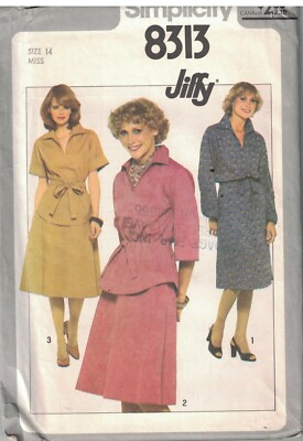 8313 UNCUT Simplicity Sewing Pattern Misses Jiffy Pullover Dress Top Skirt OOP