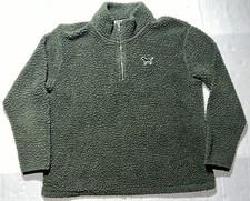Victoria's Secret PINK Green Sherpa Fleece 1/4 Zip Pullover Sweatshirt Jacket L