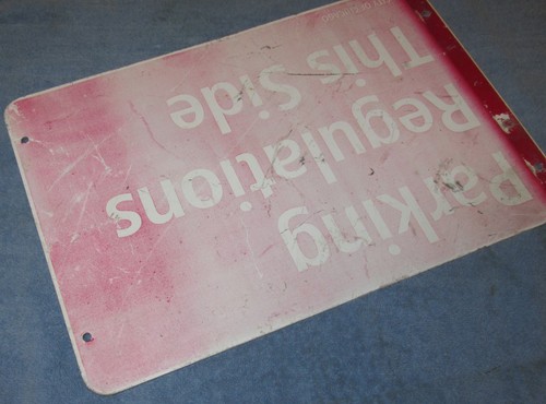 Vtg/Used PARKING REGULATIONS THIS SIDE Aluminum 18 x 12 Chicago Street Sign S564 - Picture 10 of 10