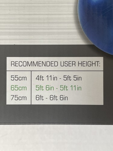 Fitness Gear Blue Stability Ball 65cm Exercise Core Strength Workout Ball NIB - Picture 7 of 10
