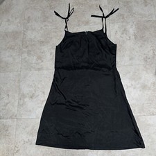 Vintage Ribbon Strap Silky Smooth Black Dress Sleeveless Summer Dress 1 Size
