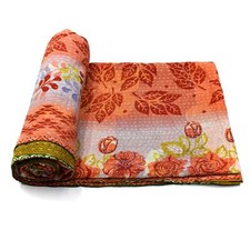 Vintage Kantha Quilt Indian Cotton Bedspread Gypsy Throw Bedding Cover g