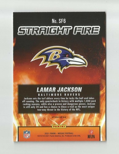 Panini 2021 mosaico plata mosaico fuego recto Lamar Jackson #sf6 Ravens - Imagen 2 de 2