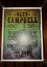 GLEN CAMPBELL SIGNED Concert Print 2008 Numbered Poster Hollywood Troubadour #'d
