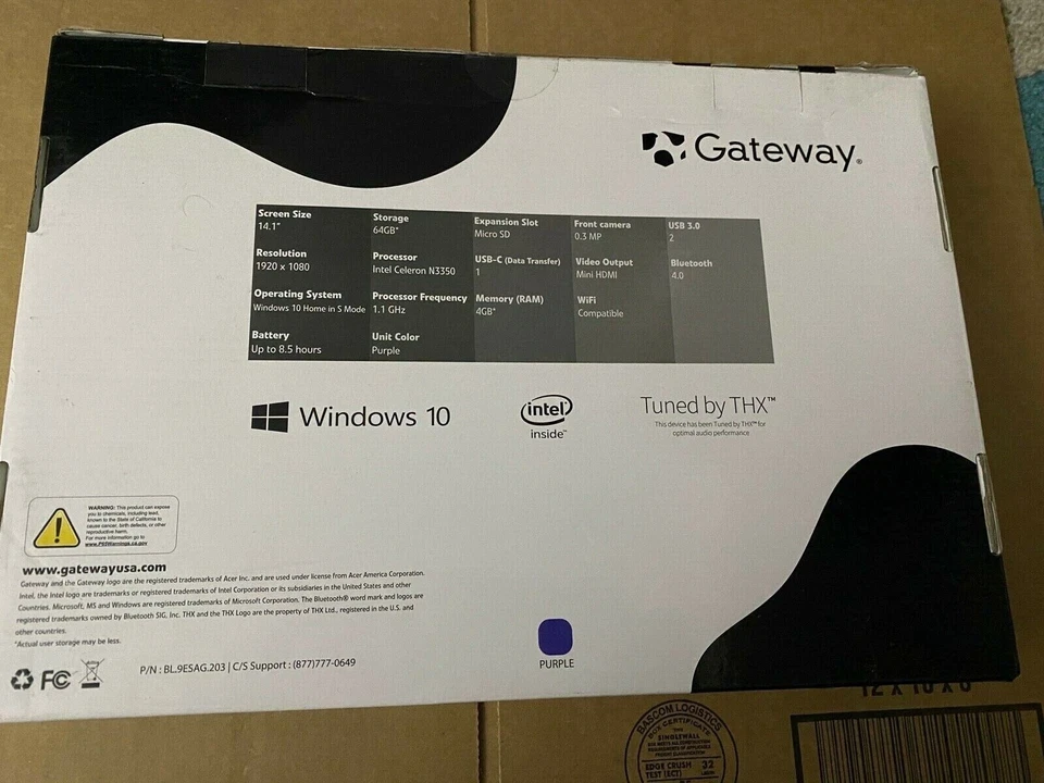 Gateway GWTN141-1PR 14.1″ FHD Slim Notebook, Intel Celeron N3350, 4GB RAM, 64GB - Image 2 of 4
