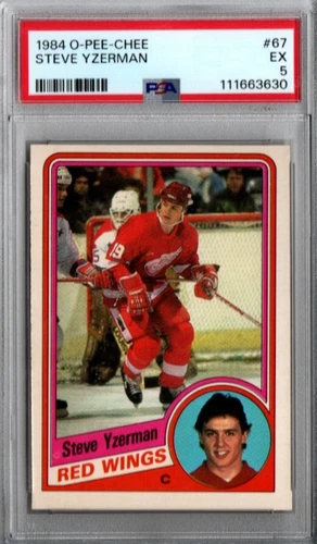1984 O-PEE-CHEE OPC #67 STEVE YZERMAN RC RED WINGS PSA EX 5