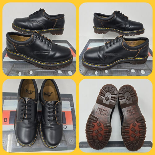 Zapatos Dr Martens 8053 Reino Unido Talla 9 UE 43 Cuero Negro EE. UU. 10 Ojales 6 Rotos