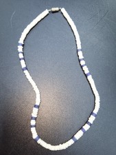 VTG White Puka clam Shell Necklace round Hawaiian Surfer Choker