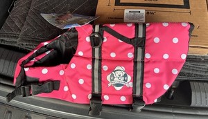 Paws Aboard Designer Doggy Dog Life Jacket Pink Polka Dot Small Rescue Handle R…