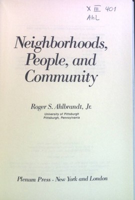 Neighborhoods, People, and Community. Environment, Development, and Public Polic