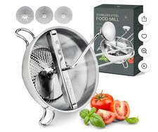 Hungry Artisan Stainless Steel Manual Food Mill with Handle & 3 Discs
