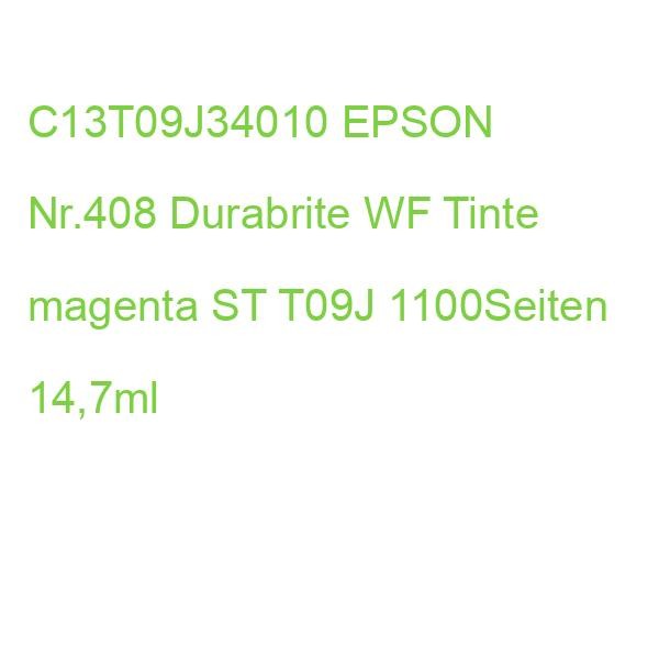C13T09J34010 Epson Nr.408 Durabrite Wf Tinte Magenta St T09J 1100Seiten 14,7Ml-image