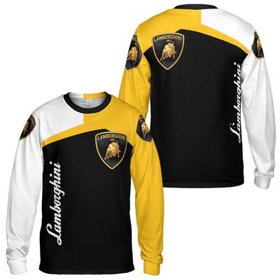 Custom Name Men's Lamborghini Racing Team Logo 3D Long Sleeve Shirt S-5XL