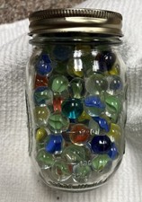 Estate Lot Vintage Mixed Glass Marbles Approximately 107 Total