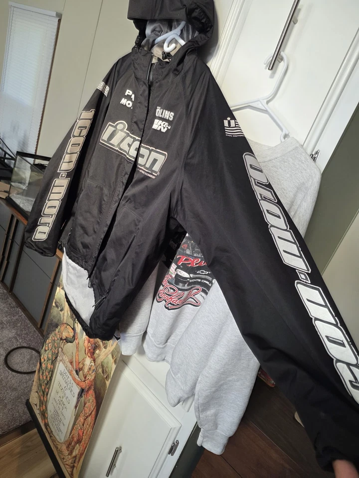 Chaqueta de equitación impermeable Icon Pdx negra para hombre talla grande Foto 4 de 4