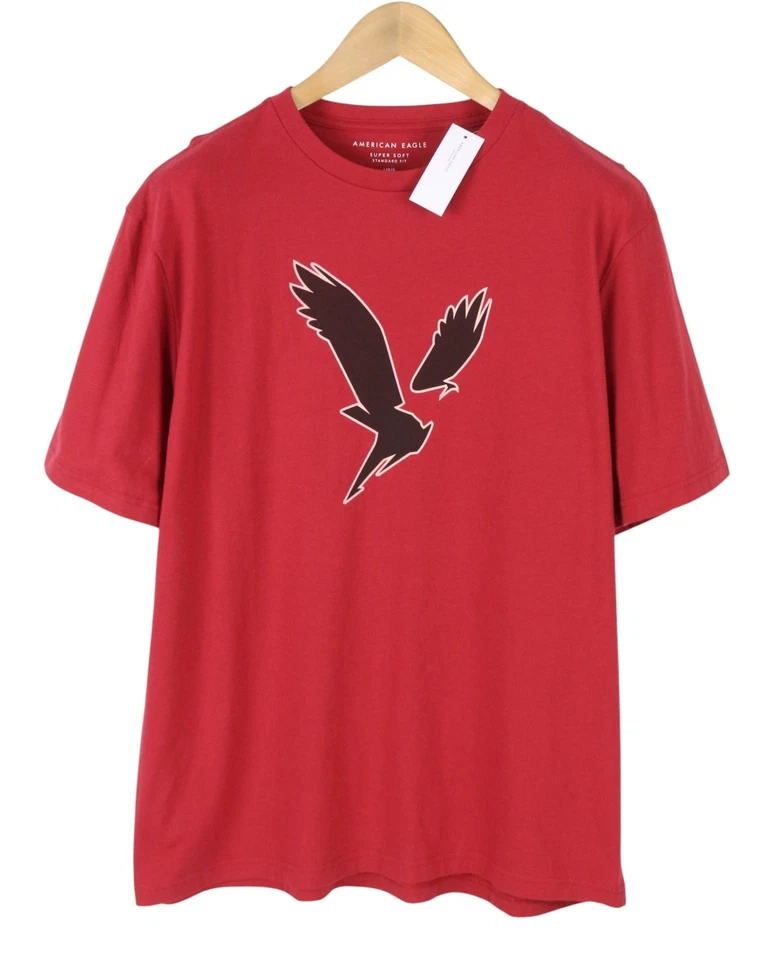 American Eagle Outfitters T-Shirt Homme Rouge Taille L Coton Super Doux - Photo 2/4