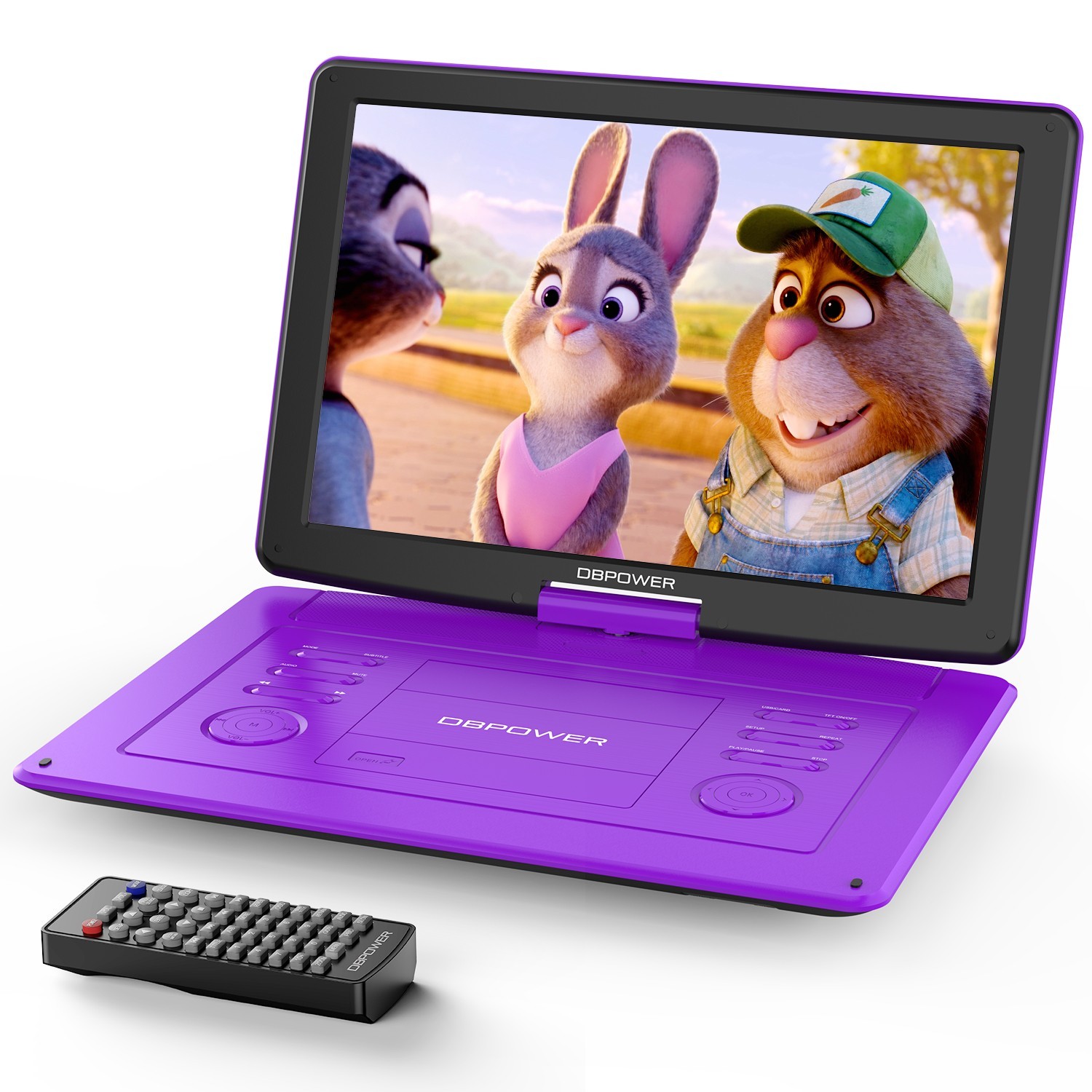 DBPOWER 17.9" Portable DVD Player w/15.6" Large HD Screen 6 Hours Battery Purple