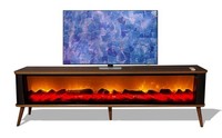 Braunes Holz Tv-Lowboard Mit Kamin Und Bluetooth Steuerung