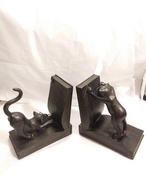 Black Cat Bookends Whimsical Adorable