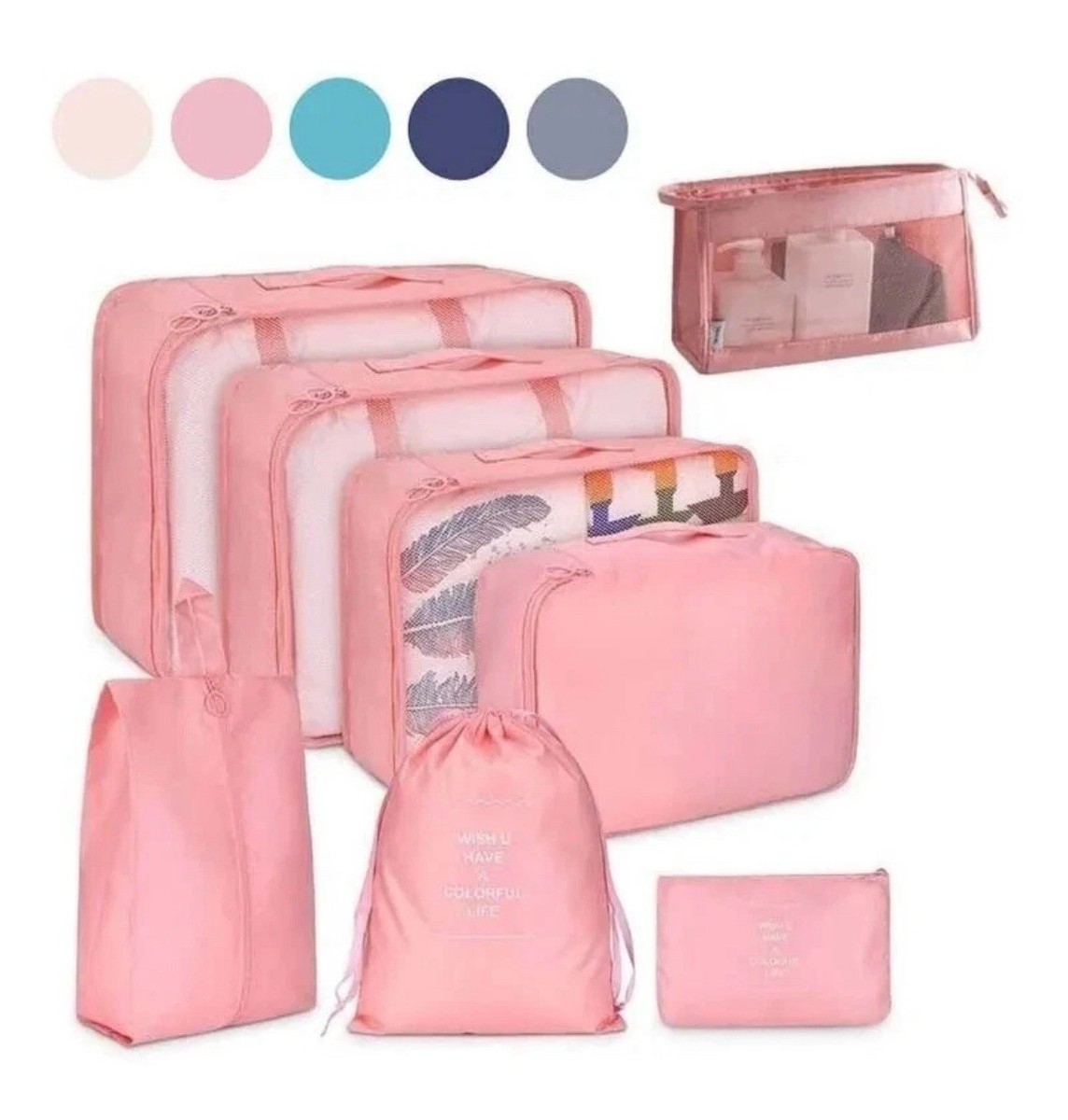8 PCS Travel Luggage Organiser Set Suitcase Storage Bags Clothing Packing Cubes~