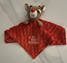 NEW My First Rudolph Reindeer Red Security Snuggle Blanket Rattle Lovey 12  