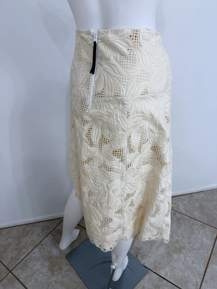 Marni кремовый хлопок французский Guipure кружева юбка сделано Италии IT44 новый без ЯРЛЫКОВ - Изображение 3 из 4