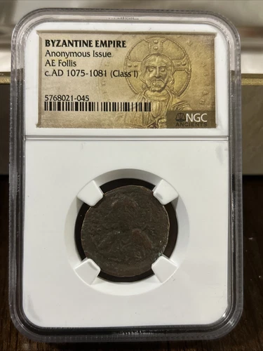 Byzantine Empire Anonymous Christ Follis AD 1075-1081 Class I NGC Ancients