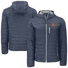 Men's-Cutter & Buck  Anthracite Virginia Cavaliers Rainier Eco PrimaLoft Hooded