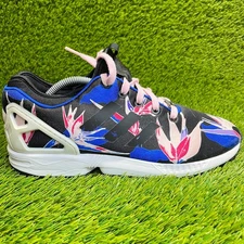 Adidas ZX Flux Floral Mens Size 10 Black Blue Athletic Running Shoes Sneakers