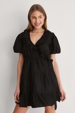 NA-KD Fit & Flare Cotton Wrap Dress with Frills | Summer Dress