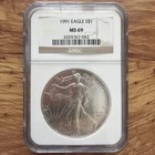 1991 American Silver Eagle Coin - NGC MS69