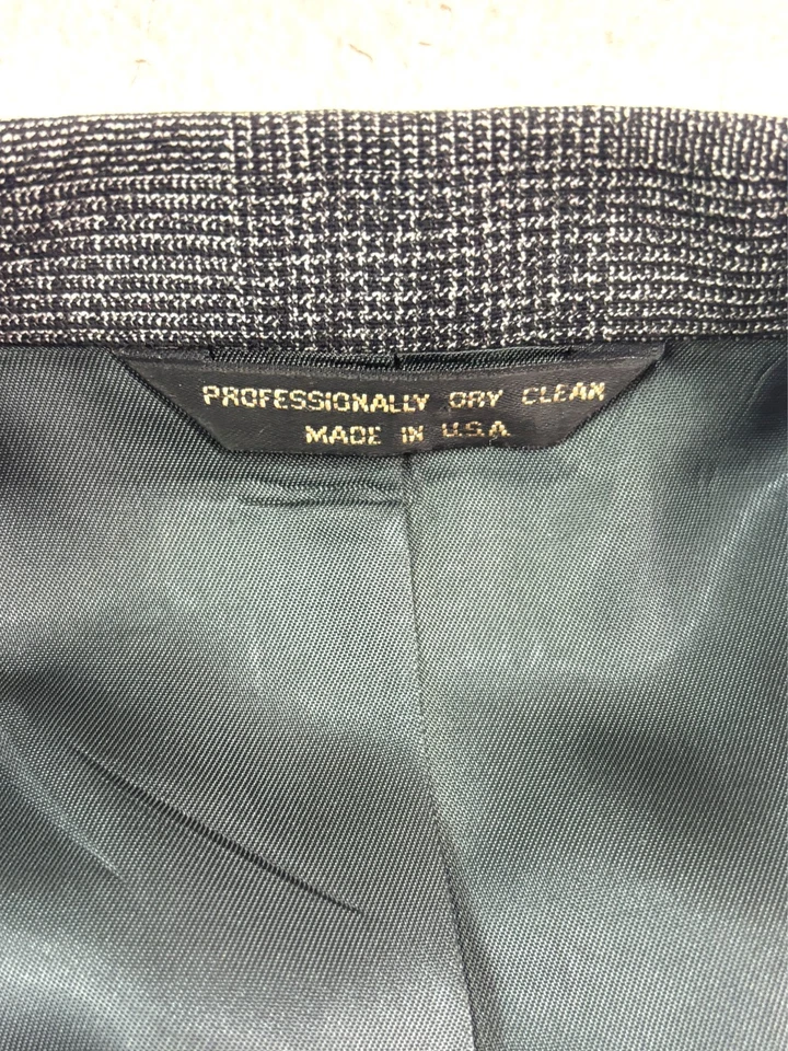 VTG 90s Black White Plaid 40S 32x28 2pc Pant Suit USA 100% Wool Pleated Mens - Image 4 of 4