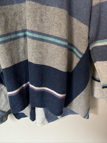 J. Jill J Baumwollmischung Pullover vorne offen Plus 3X blau weiß gestreift Strand lang - Bild 7 von 7