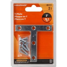 Hardware Essentials T-Plate Zinc (3" x 3") 2 Pack