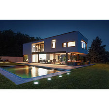 Solar Silver LED Weather Resistant In-Ground Disk Path Light (4-Pack)