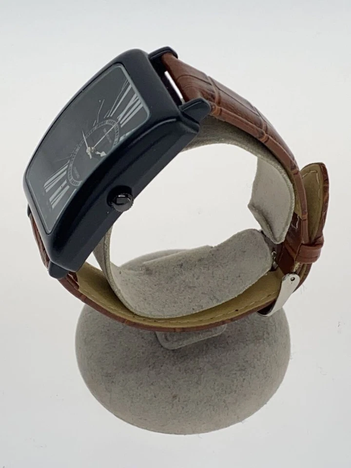 Reloj Brookiana Analógico Cuero Negro Marrón Elegante Estilo Excelente JAPÓN Foto 2 de 4