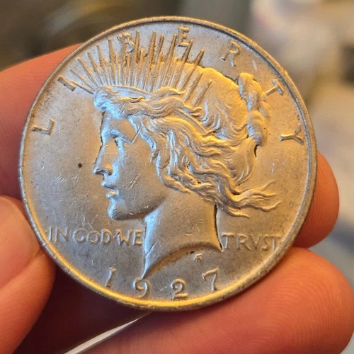 1927-D Peace Silver Dollar AU semi key date lcpa