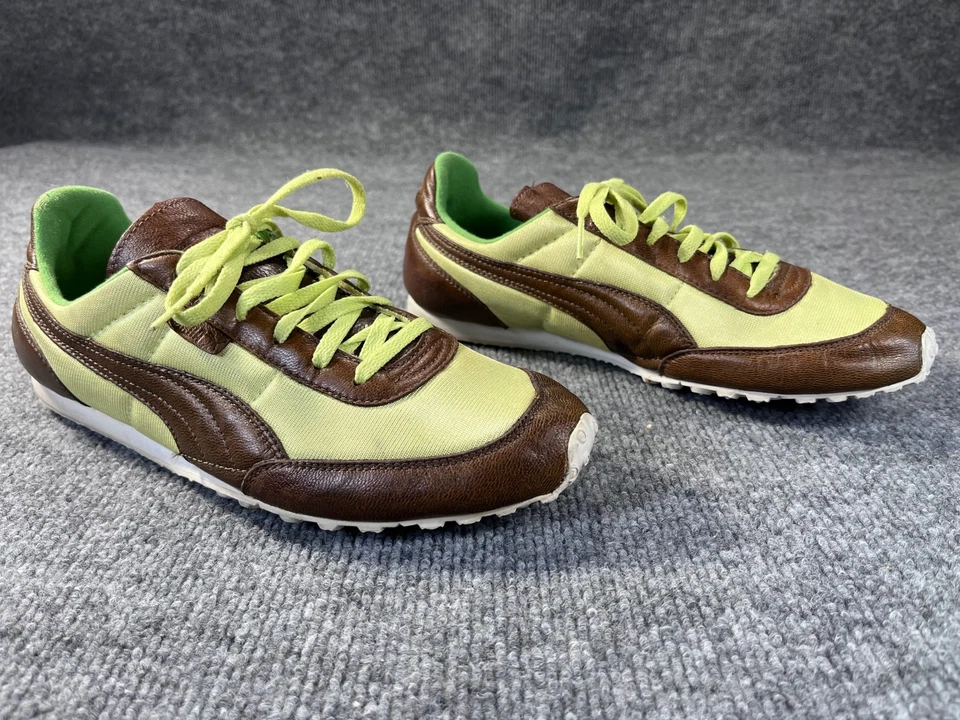 Raro único! Zapatos para mujer Puma vintage de cuero verde lima/marrón - talla 9,5 Foto 3 de 4