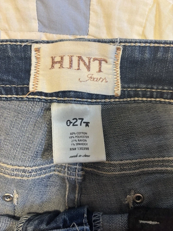 Hint Women’s Jeans Size 27 Rhinestones Blue Denim Skinny Distressed Stretch - Image 3 of 4