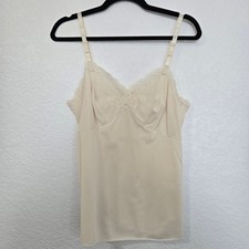 Shadowline Vintage Ivory Lace Trim Full Slip Adjustable Straps Nylon 34