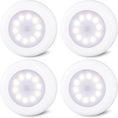 4 Pack 3.1  Dimmable Push Tap Lights, Stick on LED Touch Puck Lights AA Battery 