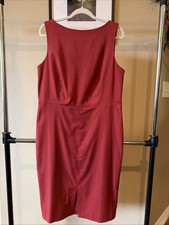 Ann Taylor Red Sleeveless Sheath Dress Front Slit, Size 14