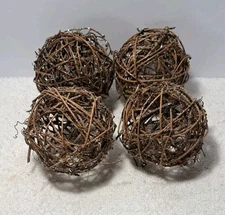 Grapevine Woven 4" Balls With Glitter Wood Twig Rustic Centerpieces Vase Fillers