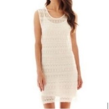 MNG Casual by Mango- “Brenda” Cream Sleeveless Embroidered & Lace Dress- Size XS