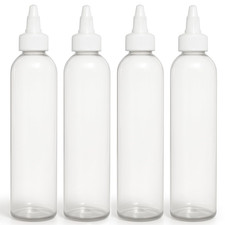 Twist Top Applicator Bottles, Clear 8 OZ BPA-Free Plastic, Empty, Squeeze, Refil